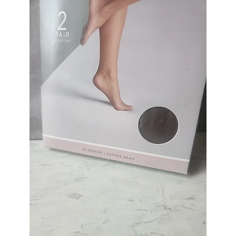 Silk Impressions Pantyhose 2 Pack M Coffee Bean 30 Denier Medium Support Sheer